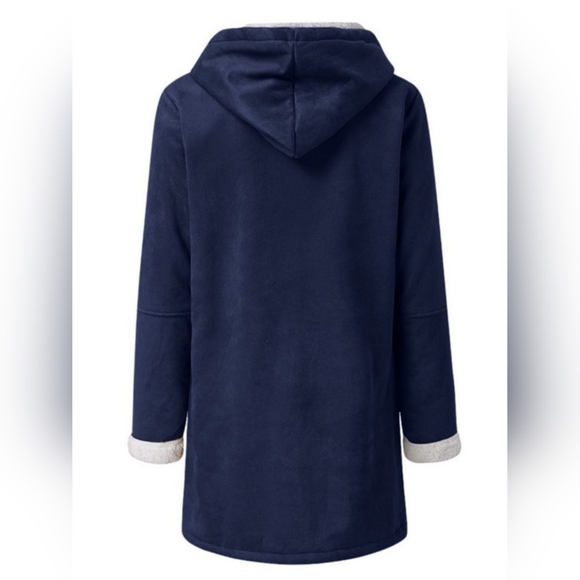 Full Size Pocketed Long Sleeve Hooded Toggle Jacket - Picture 3 of 6